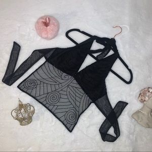 Halter beaded black top